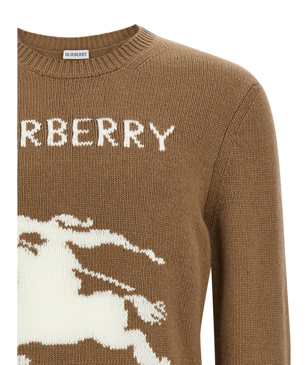 BURBERRY Бежевый шерстяной джемпер / свитер, фото 3