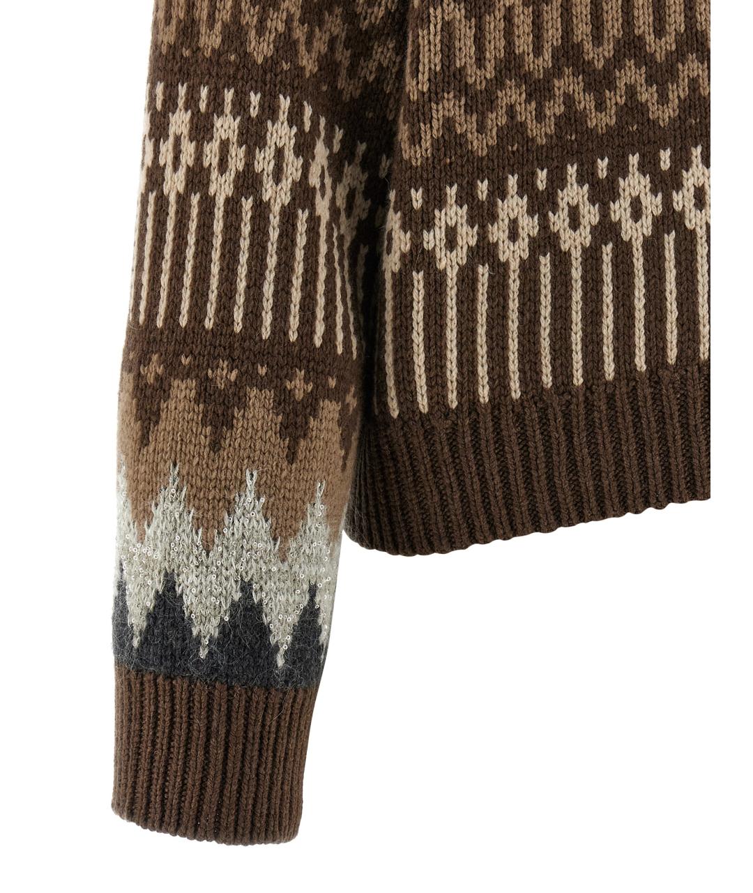 BRUNELLO CUCINELLI Коричневый кашемировый джемпер / свитер, фото 4