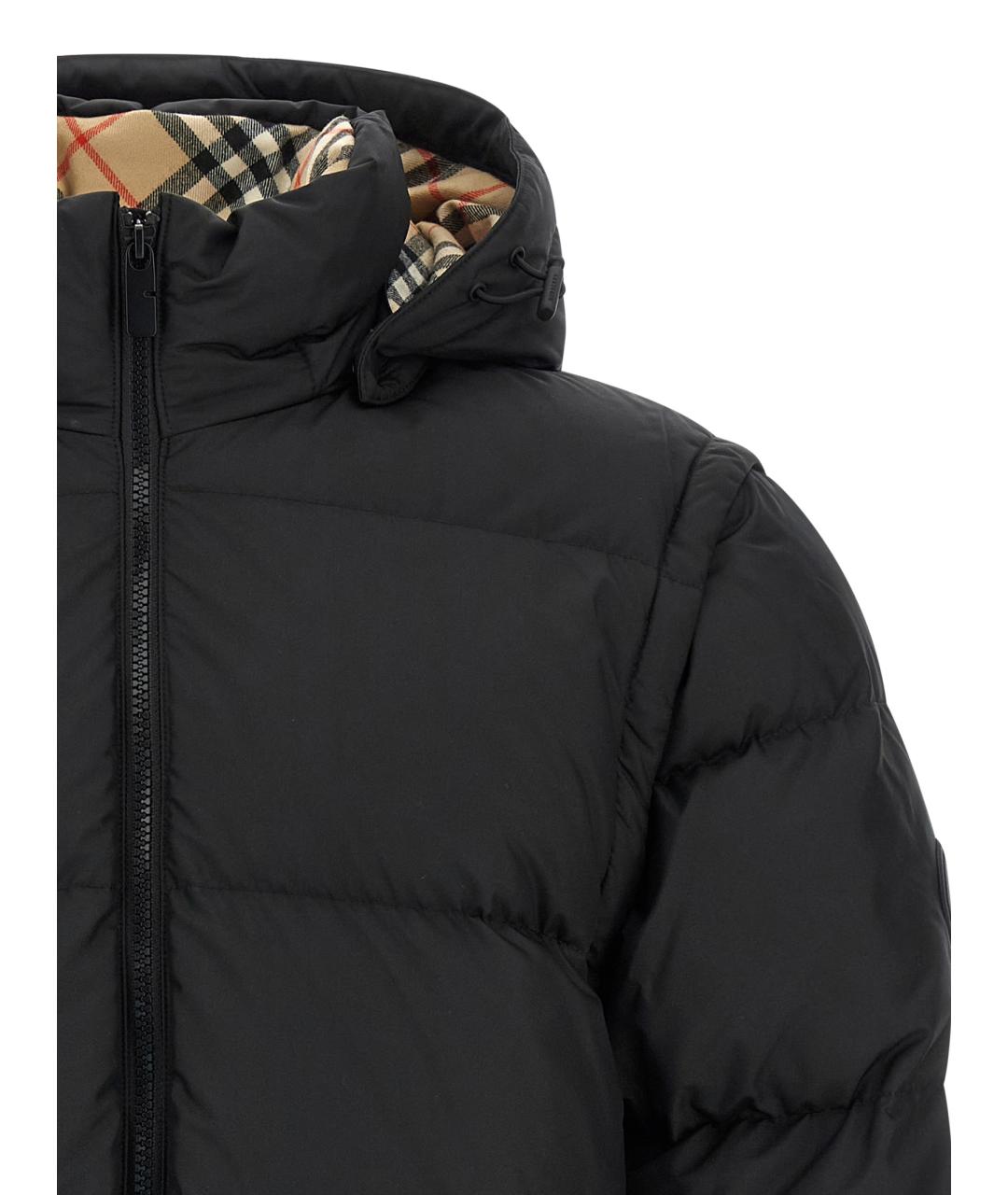 BURBERRY Черный полиэстеровый пуховик, фото 4