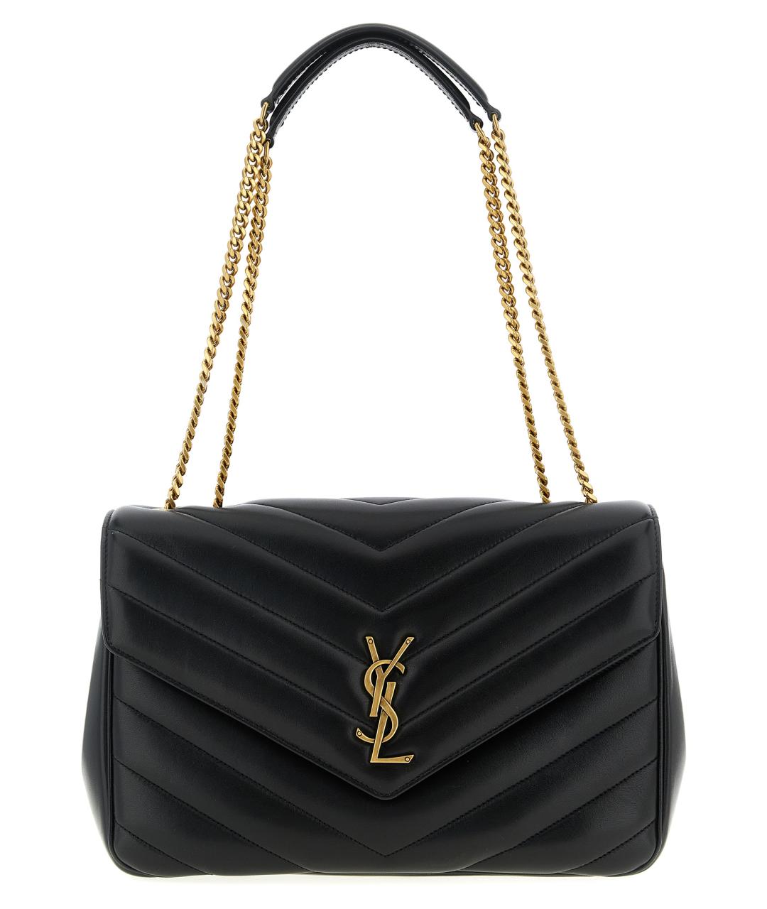 SAINT LAURENT Черная кожаная сумка через плечо, фото 1