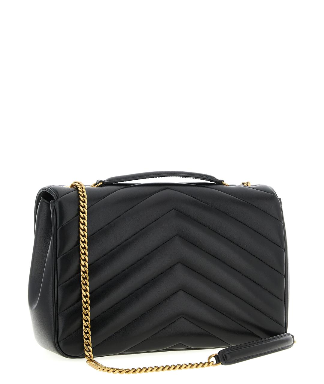 SAINT LAURENT Черная кожаная сумка через плечо, фото 2