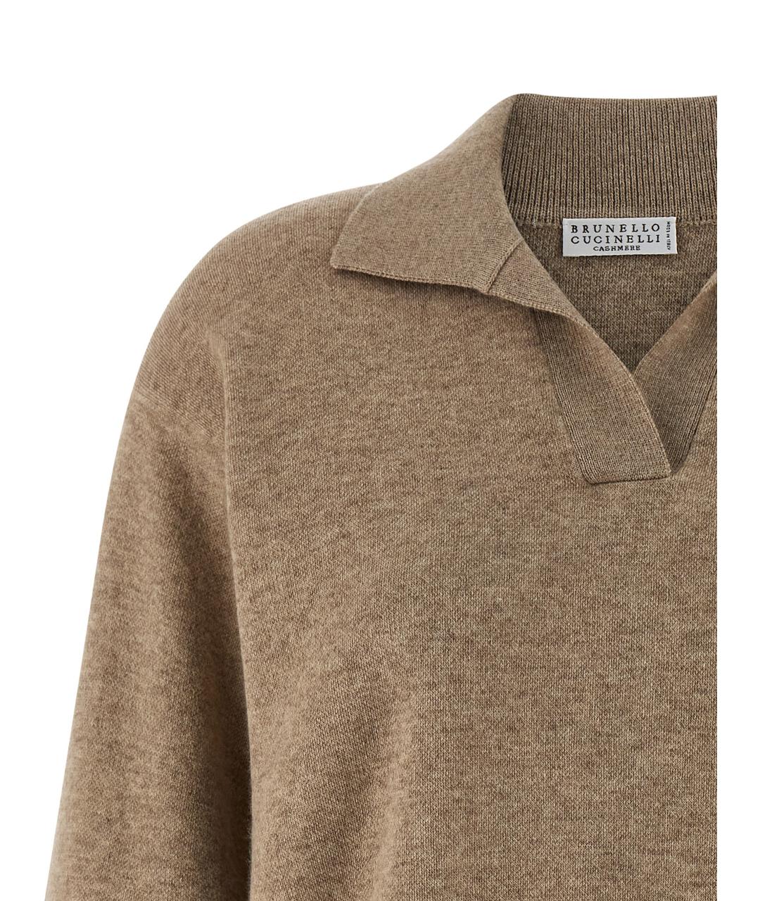 BRUNELLO CUCINELLI Бежевый кашемировый джемпер / свитер, фото 3