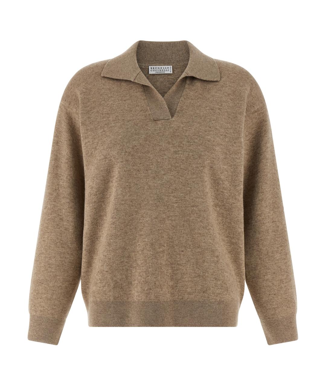BRUNELLO CUCINELLI Бежевый кашемировый джемпер / свитер, фото 1