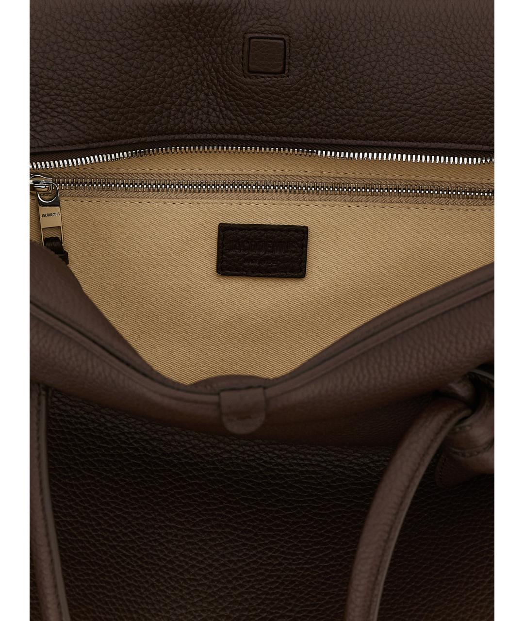 JACQUEMUS Коричневая кожаная сумка через плечо, фото 4