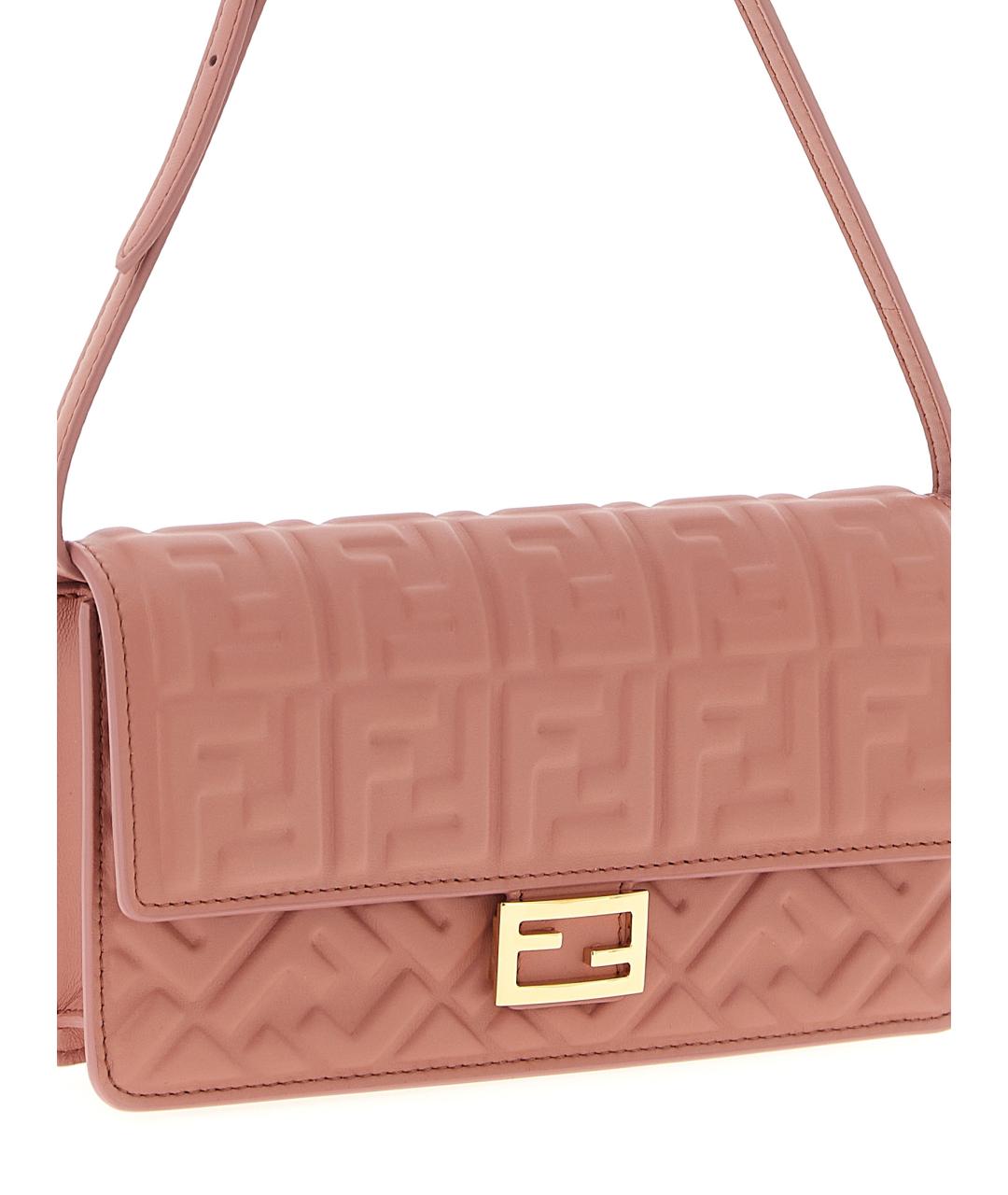 FENDI Розовая кожаная сумка через плечо, фото 3