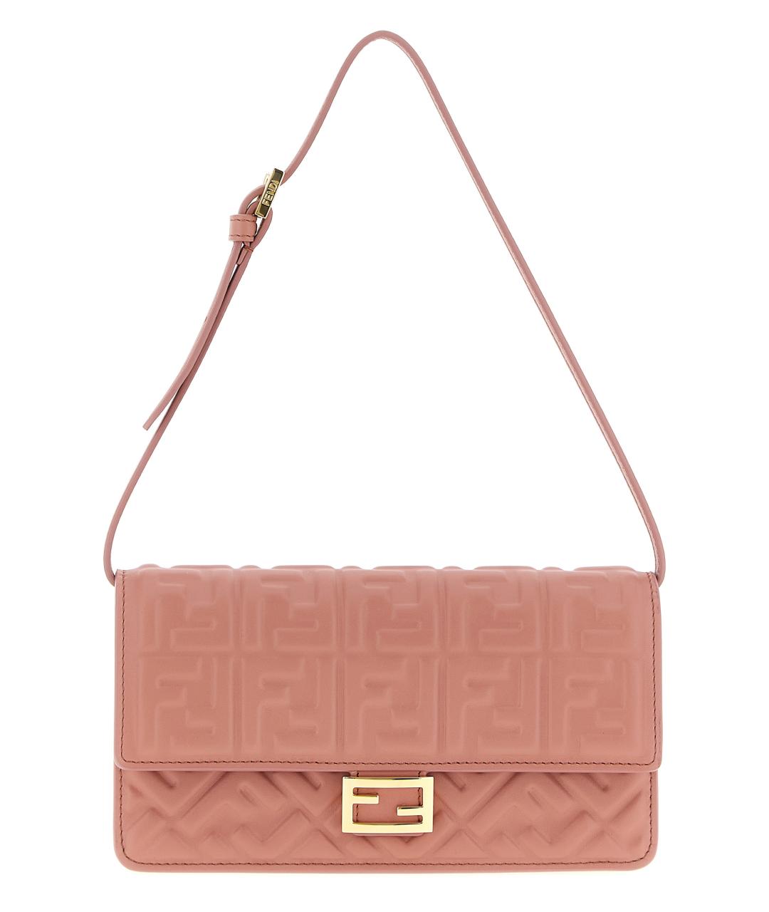 FENDI Розовая кожаная сумка через плечо, фото 1