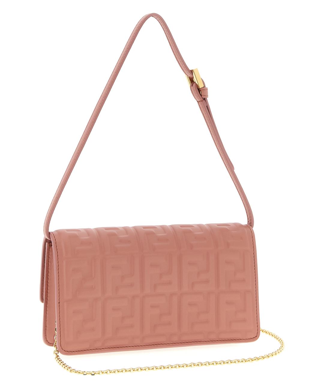 FENDI Розовая кожаная сумка через плечо, фото 2