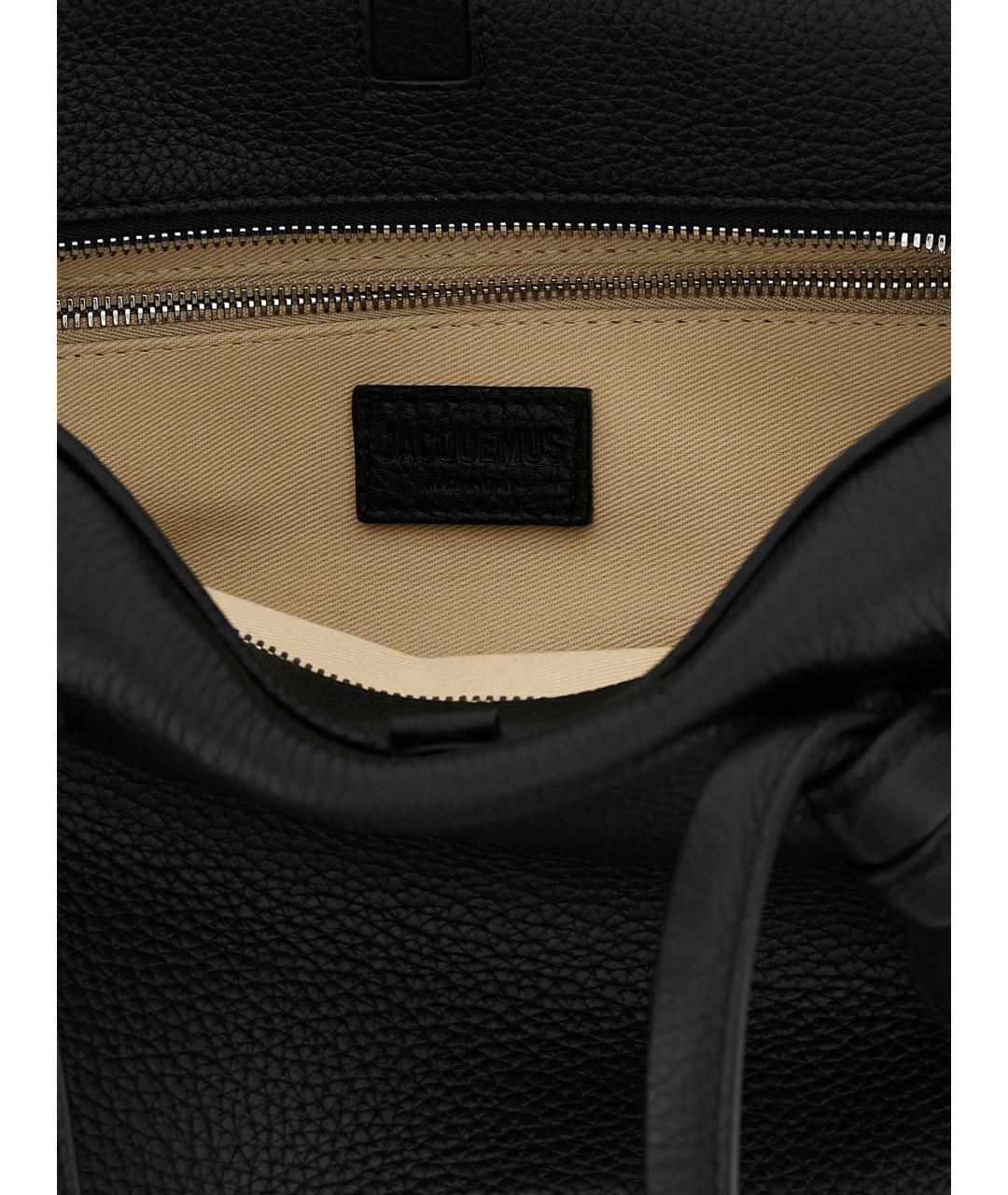 JACQUEMUS Черная кожаная сумка через плечо, фото 4