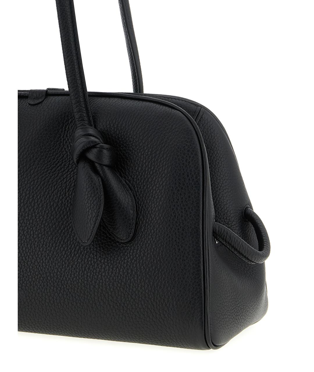 JACQUEMUS Черная кожаная сумка через плечо, фото 3