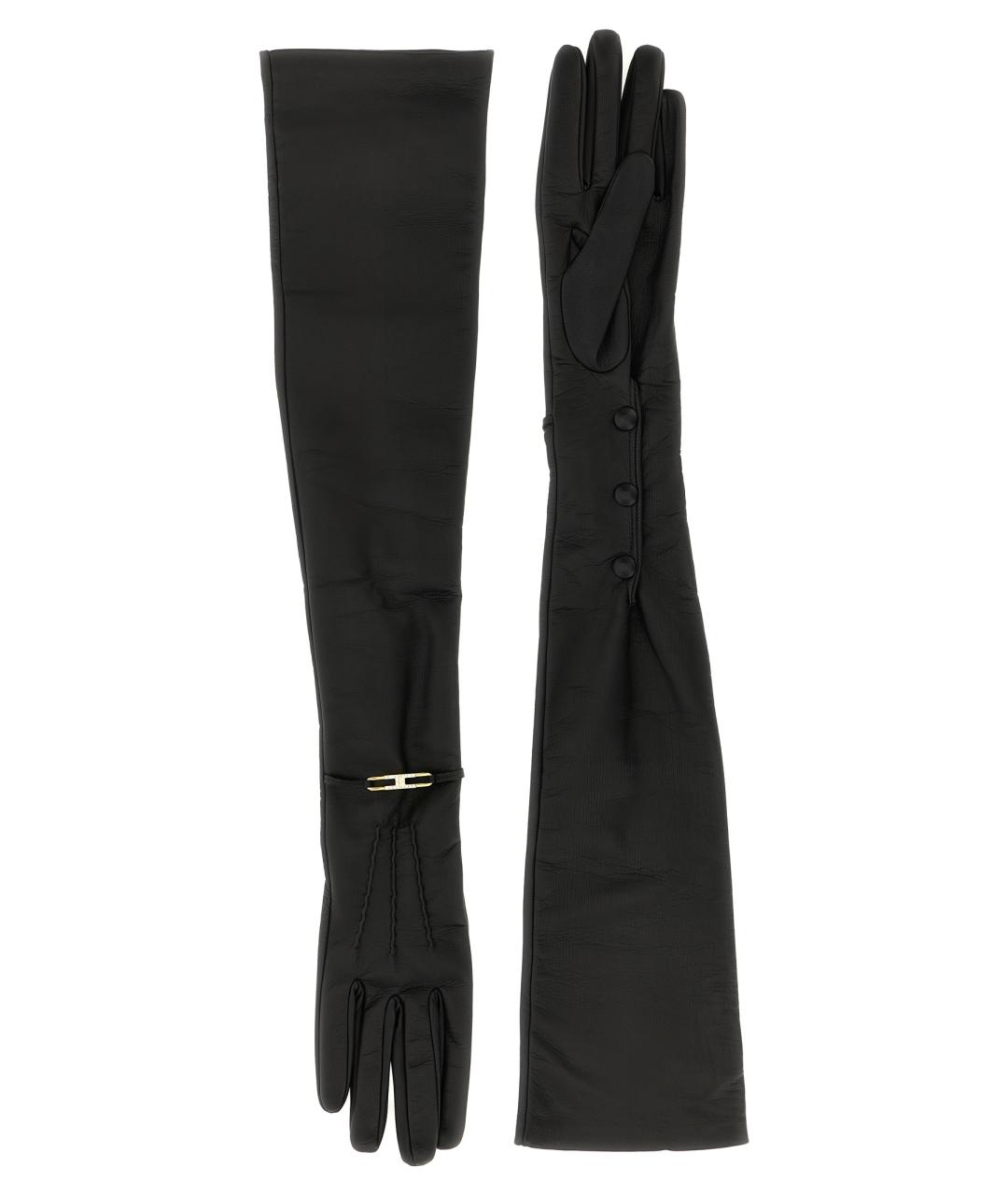 ELISABETTA FRANCHI Черные кожаные перчатки, фото 1