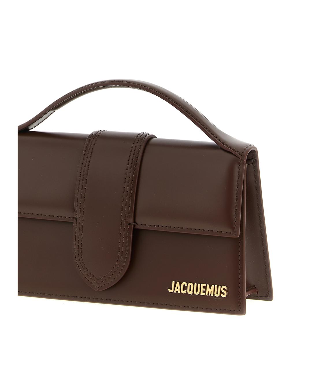 JACQUEMUS Коричневая кожаная сумка с короткими ручками, фото 3