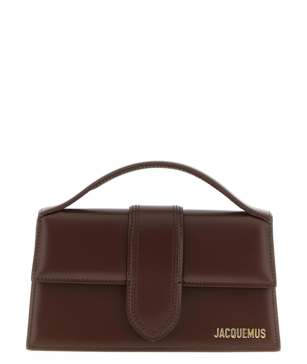 JACQUEMUS Коричневая кожаная сумка с короткими ручками, фото 1