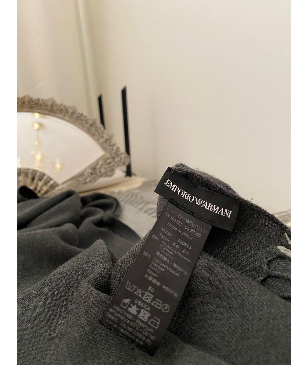 EMPORIO ARMANI Антрацитовый шарф, фото 5