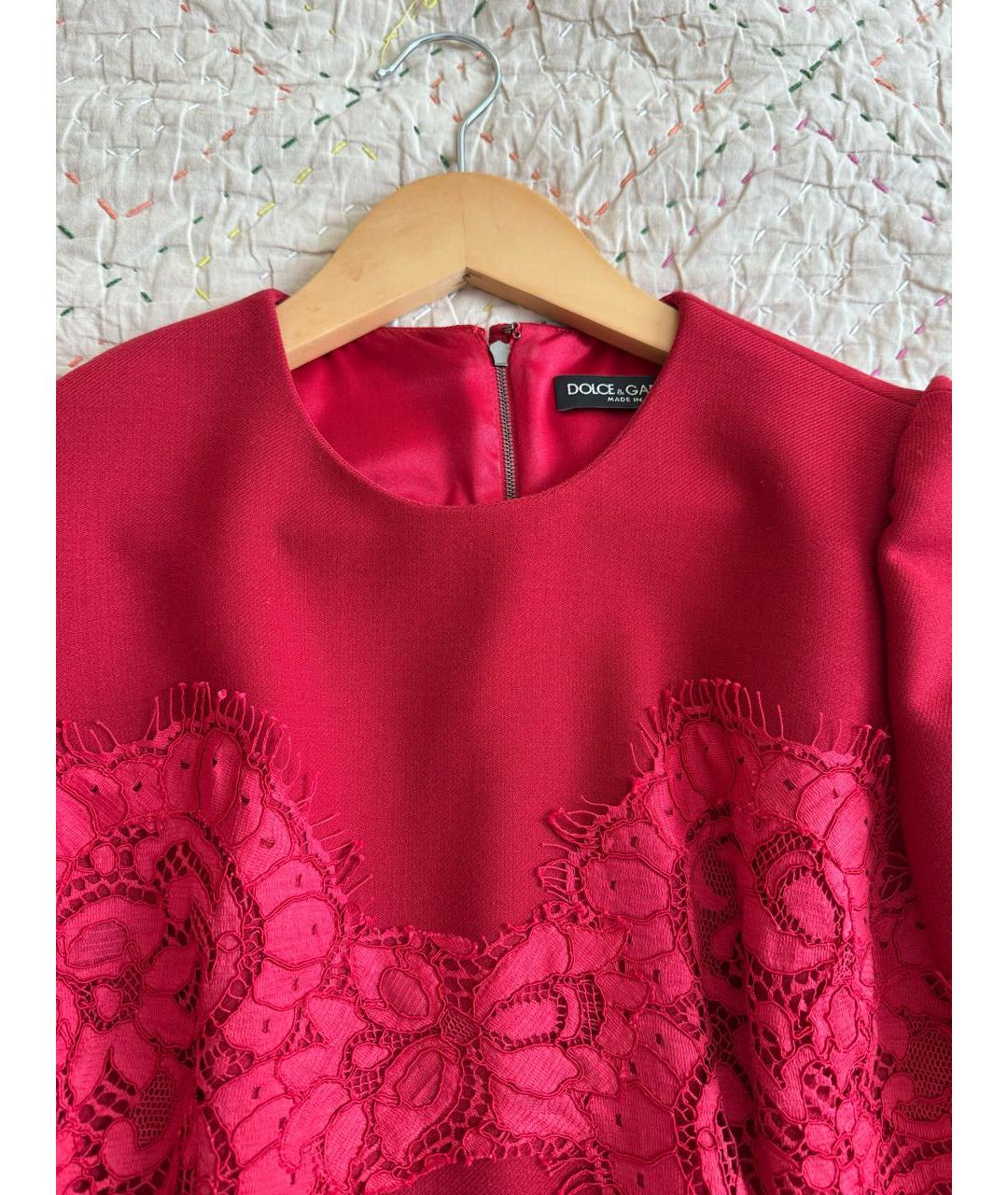 DOLCE&GABBANA Красное шерстяное коктейльное платье, фото 3