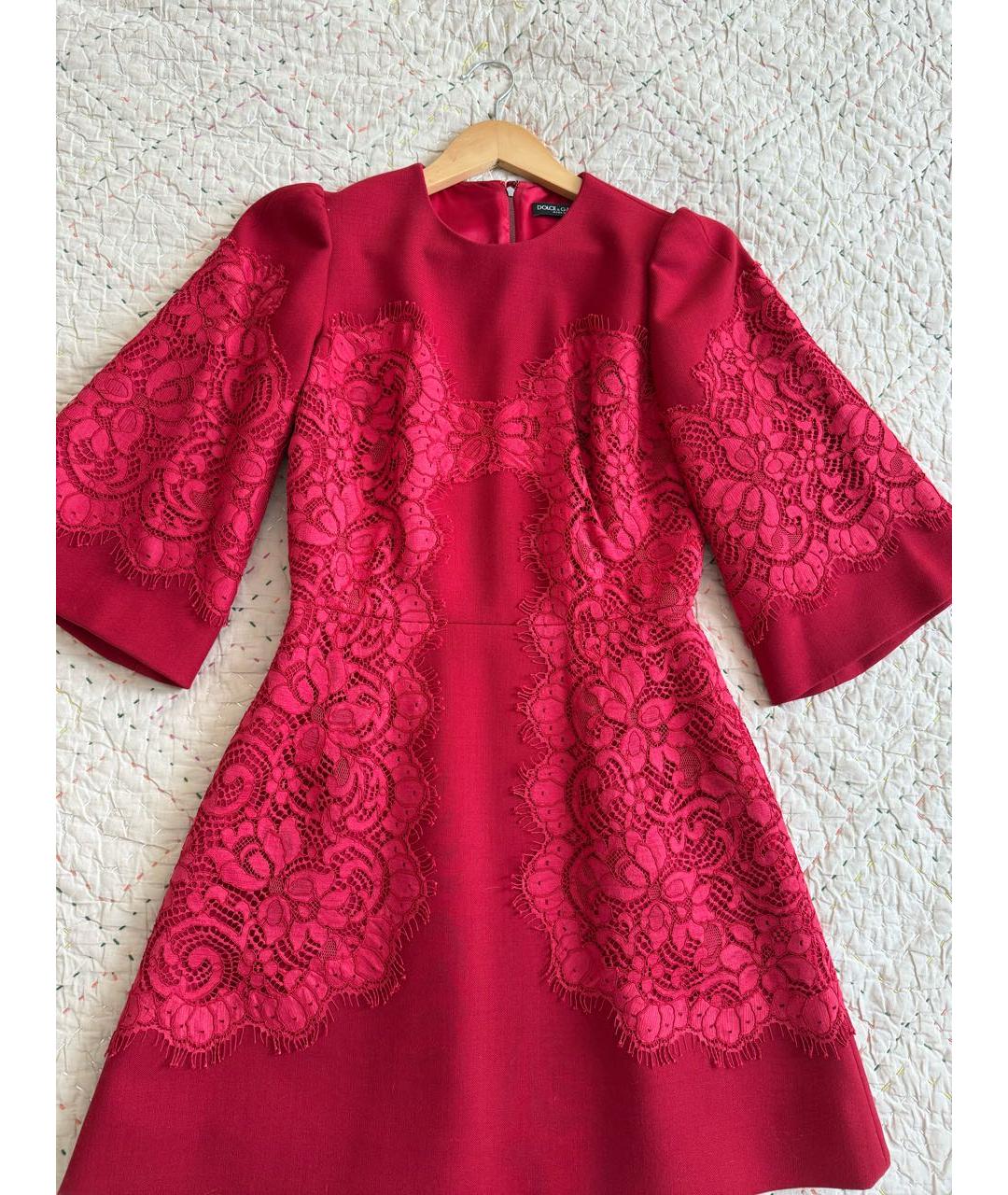 DOLCE&GABBANA Красное шерстяное коктейльное платье, фото 8