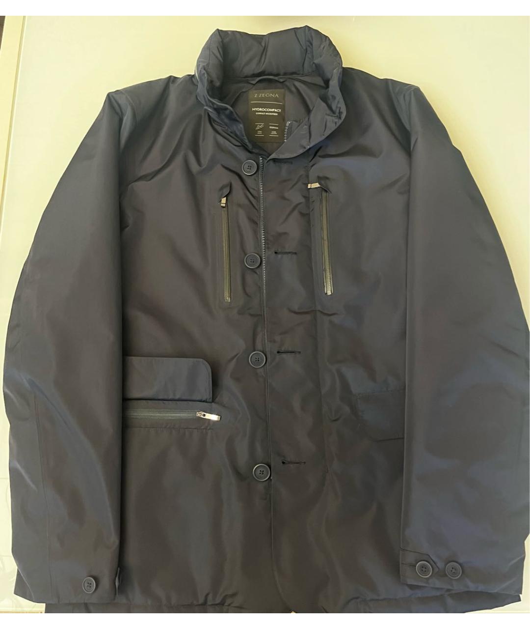 ZEGNA Темно-синяя полиэстеровая куртка, фото 4