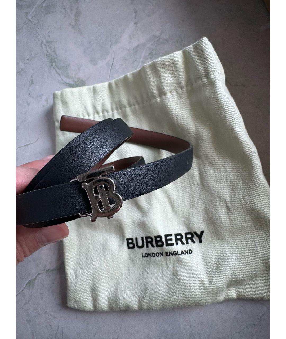 BURBERRY Черный кожаный ремень, фото 5