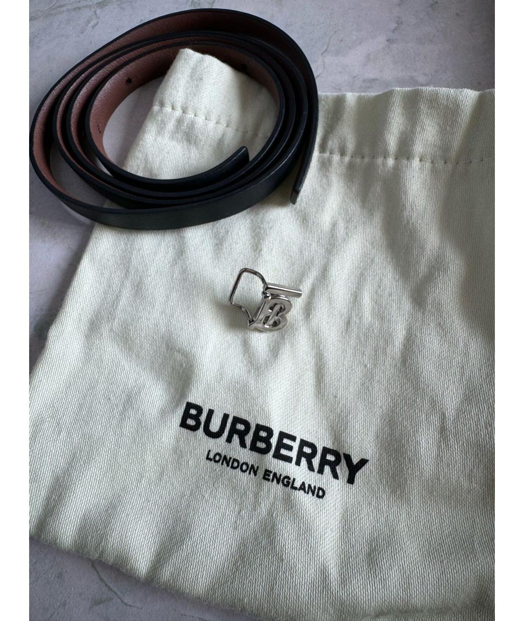 BURBERRY Черный кожаный ремень, фото 4