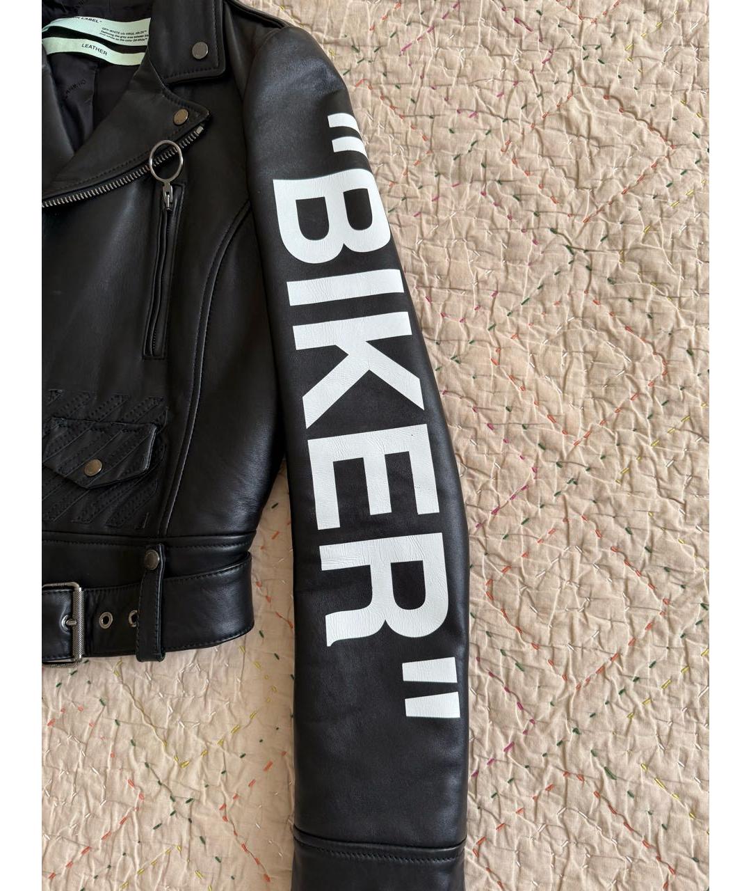 OFF-WHITE Черная кожаная куртка, фото 4