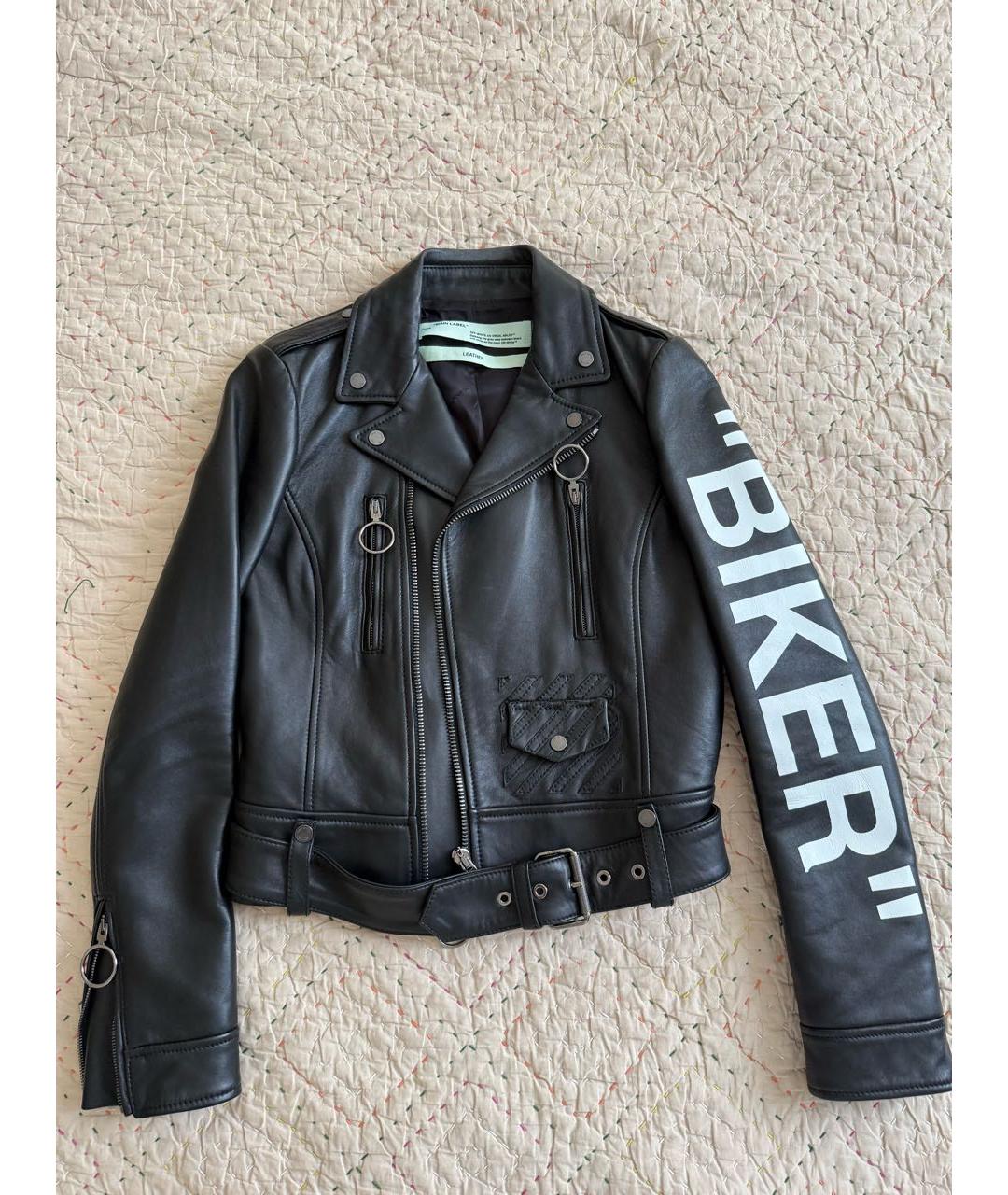 OFF-WHITE Черная кожаная куртка, фото 9