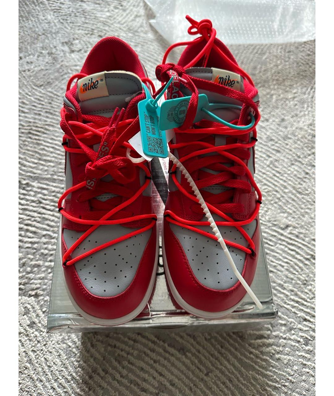 NIKE X OFF-WHITE Красные кожаные низкие кроссовки / кеды, фото 2