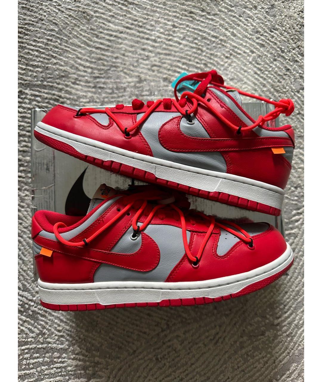NIKE X OFF-WHITE Красные кожаные низкие кроссовки / кеды, фото 4