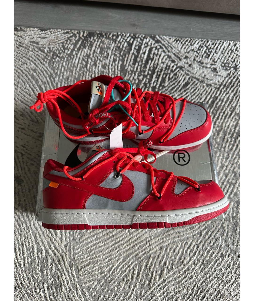 NIKE X OFF-WHITE Красные кожаные низкие кроссовки / кеды, фото 3