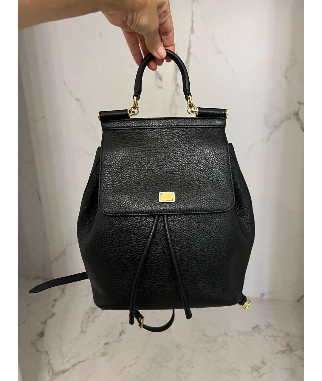 DOLCE&GABBANA Черный кожаный рюкзак, фото 8