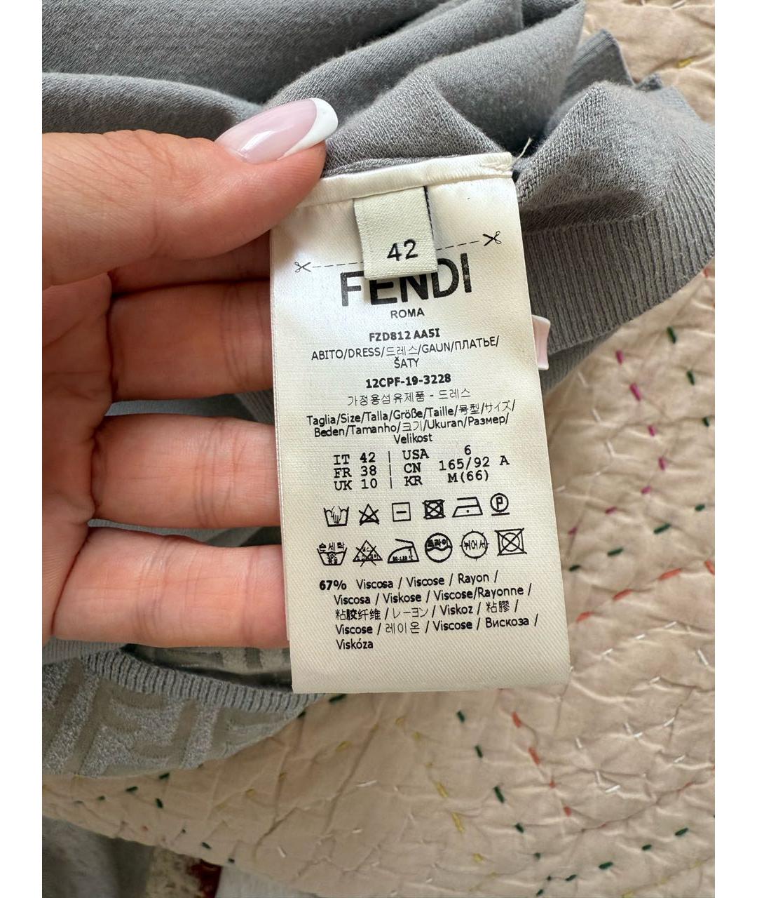 FENDI Серебряное вискозное платье, фото 6