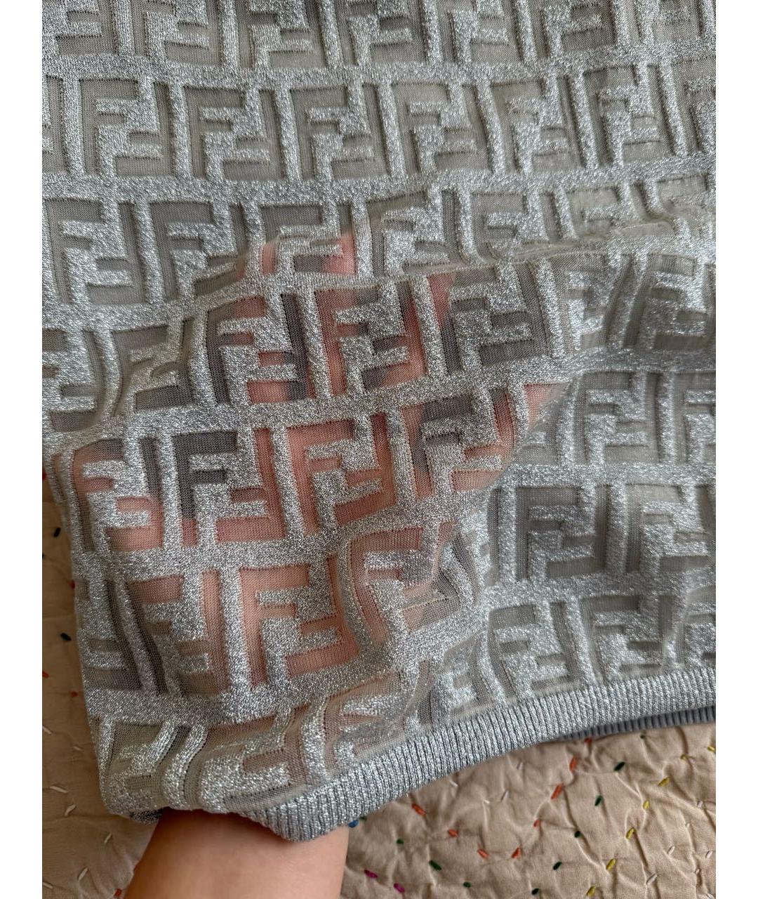 FENDI Серебряное вискозное платье, фото 2