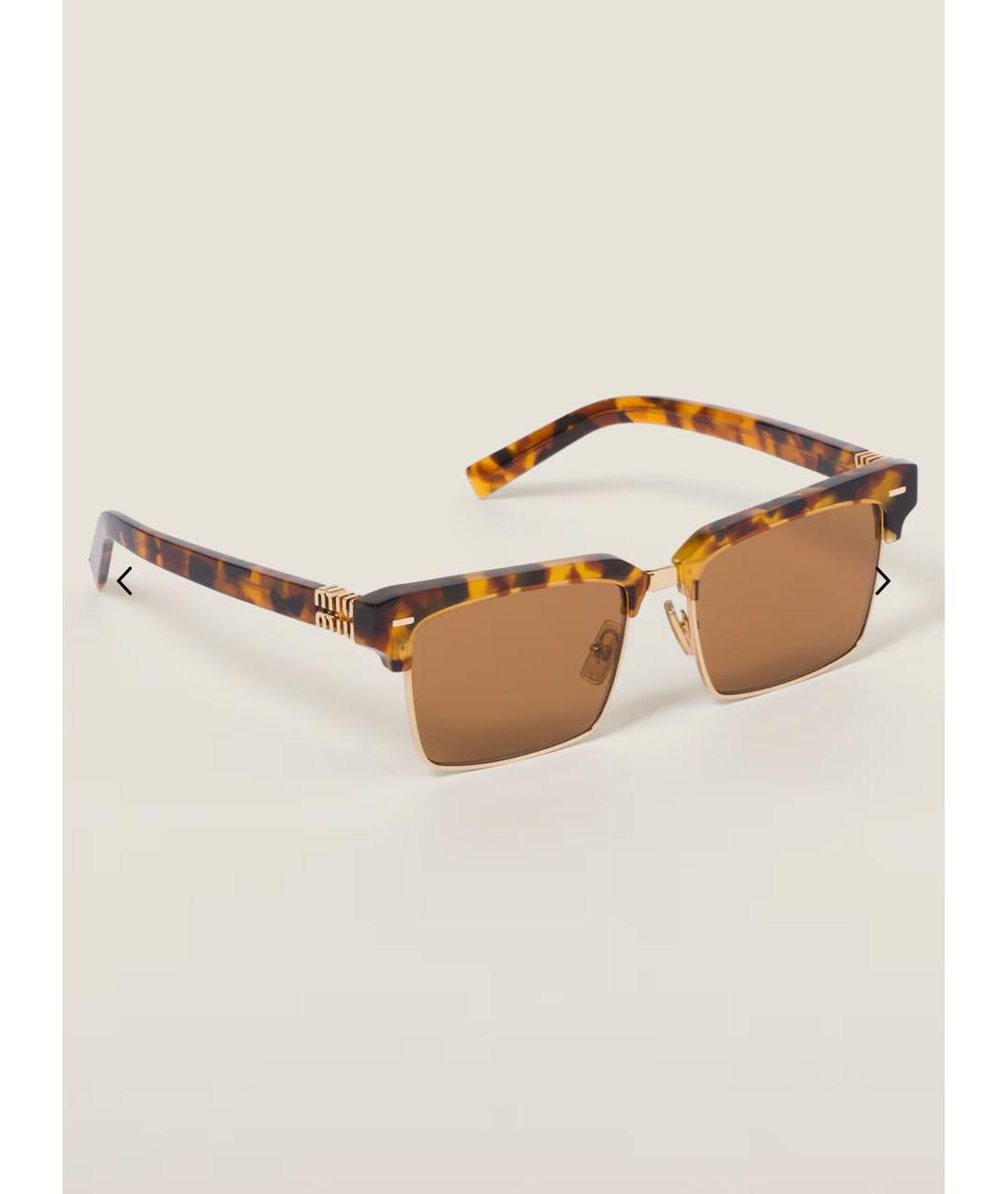 MIU MIU Коричневые пластиковые солнцезащитные очки, фото 2