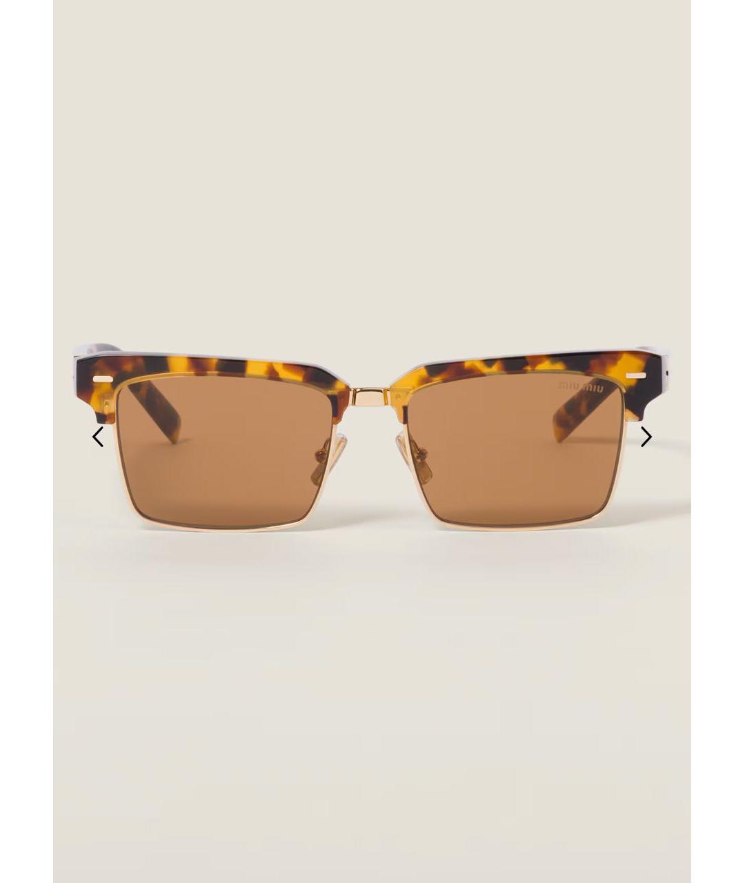 MIU MIU Коричневые пластиковые солнцезащитные очки, фото 9