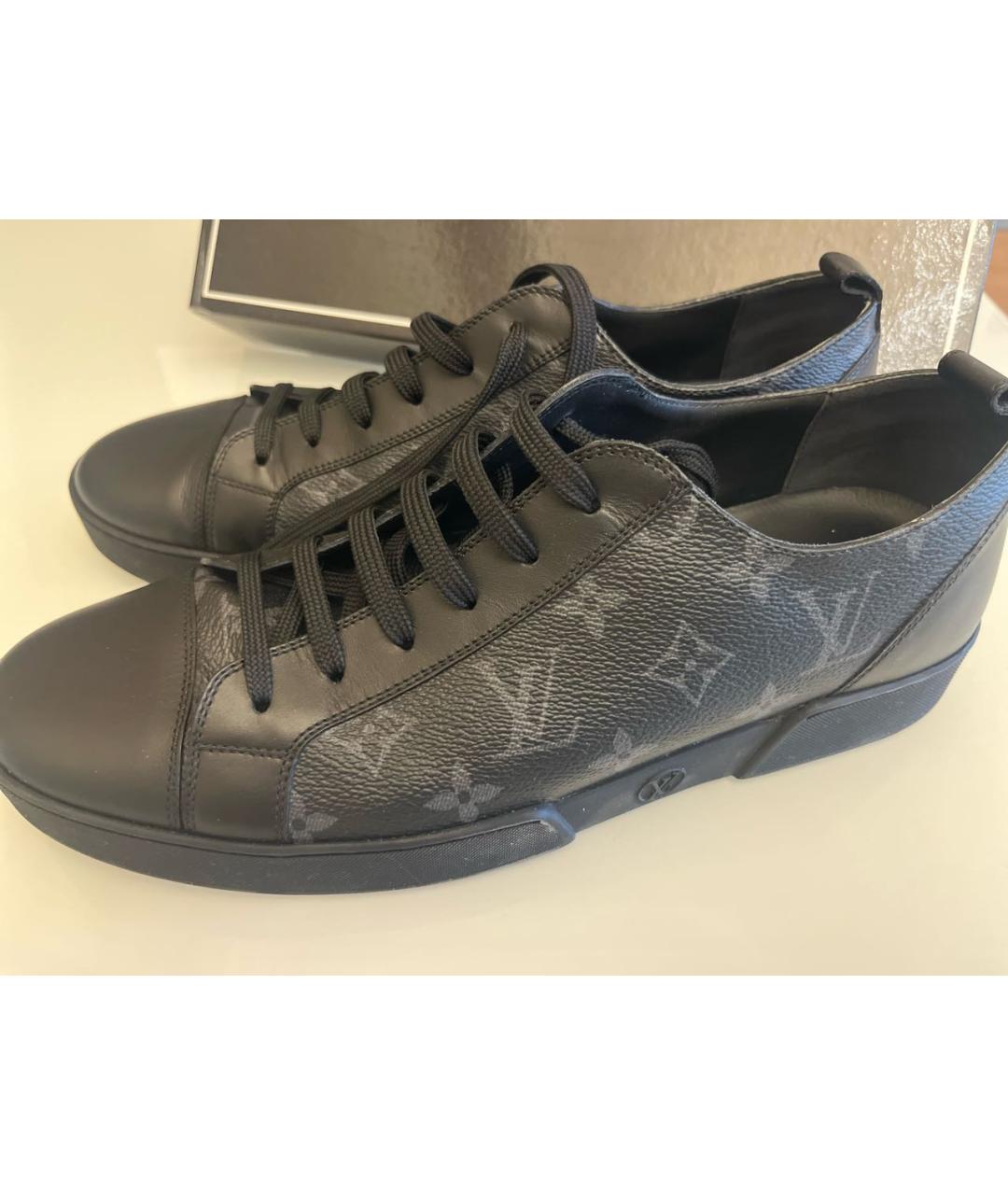 LOUIS VUITTON Антрацитовые кожаные низкие кроссовки / кеды, фото 5