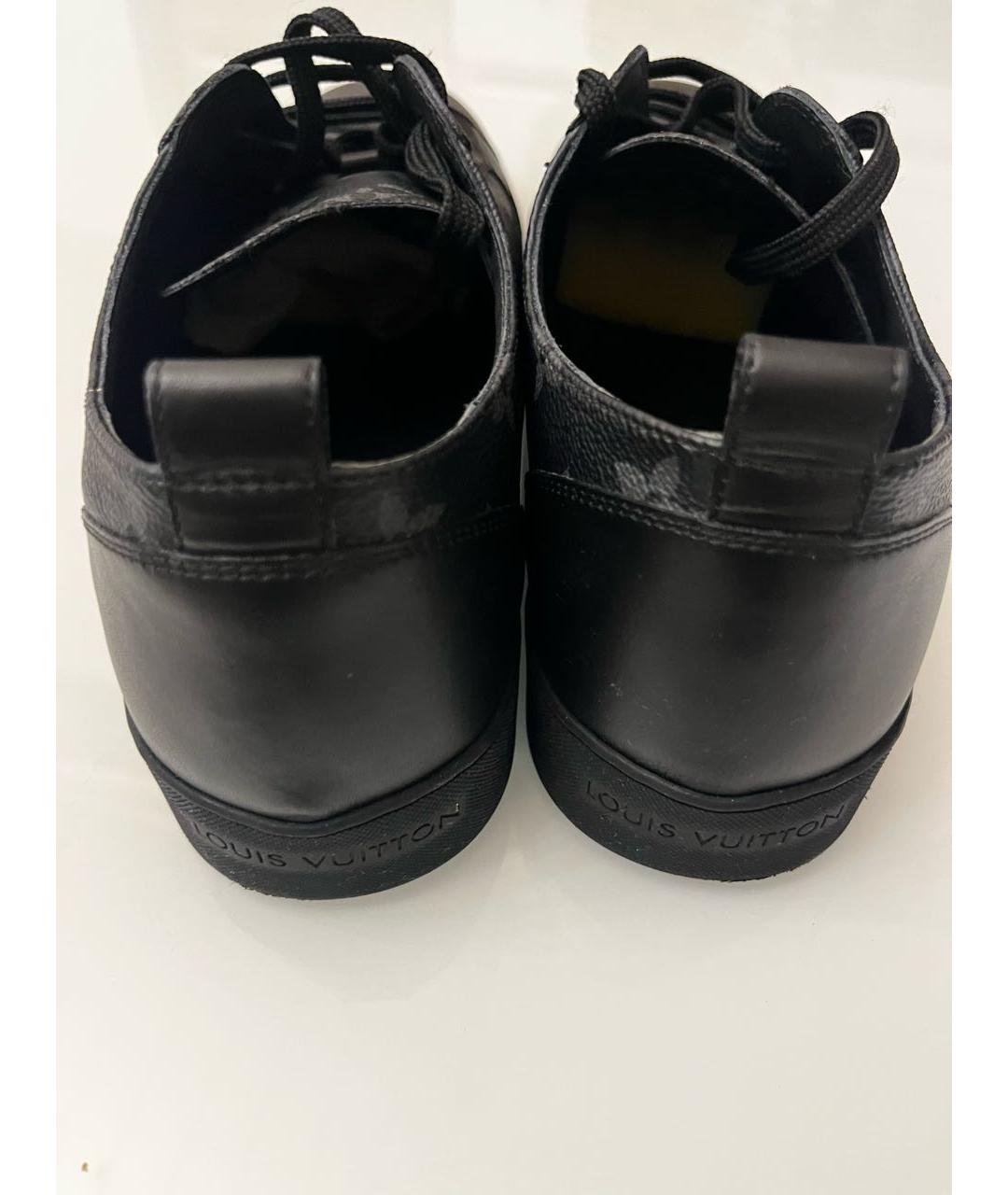 LOUIS VUITTON Антрацитовые кожаные низкие кроссовки / кеды, фото 4