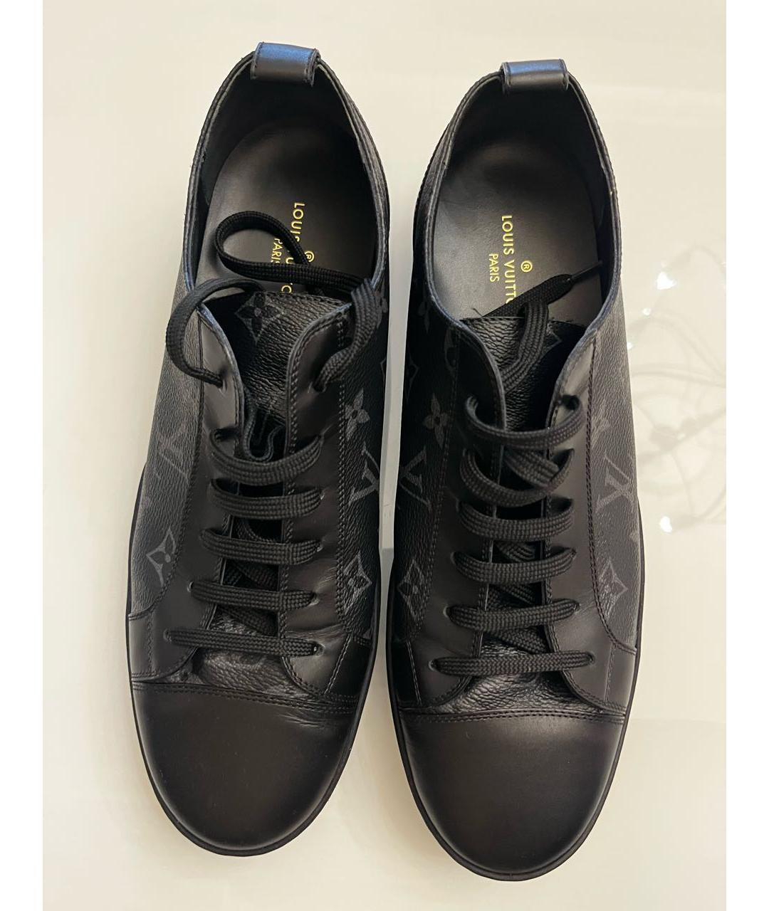 LOUIS VUITTON Антрацитовые кожаные низкие кроссовки / кеды, фото 3