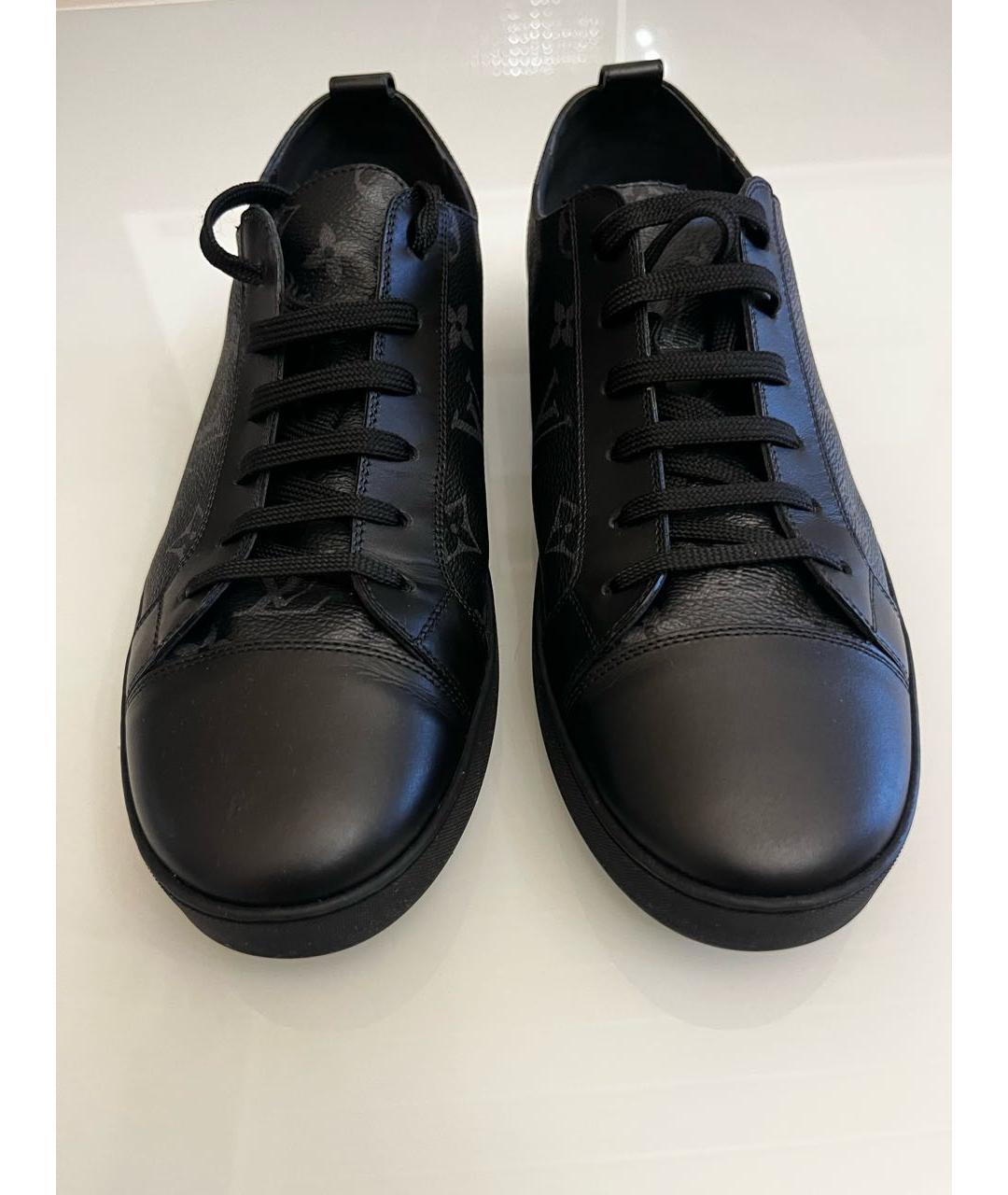 LOUIS VUITTON Антрацитовые кожаные низкие кроссовки / кеды, фото 2