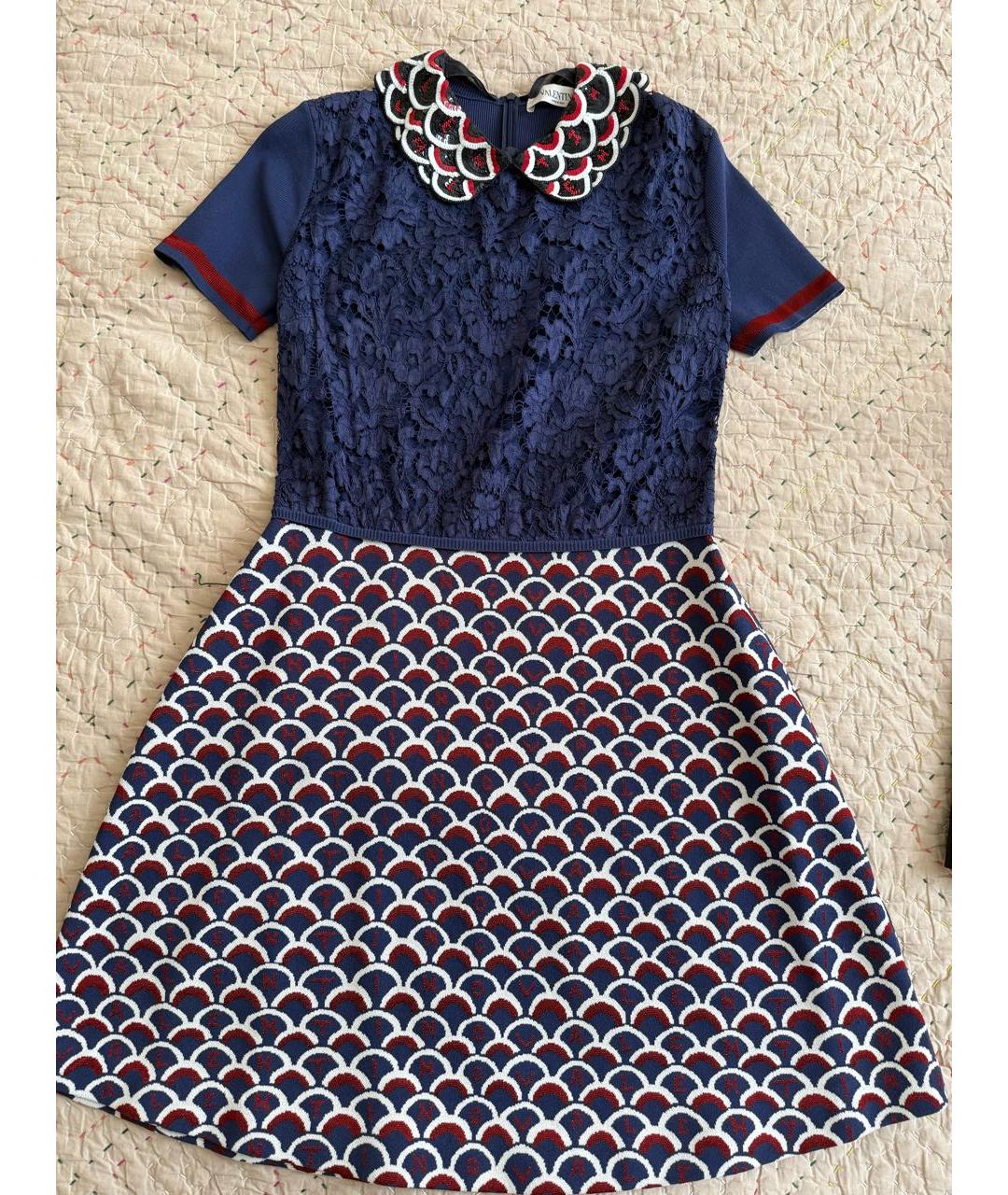 VALENTINO Синее вискозное коктейльное платье, фото 8