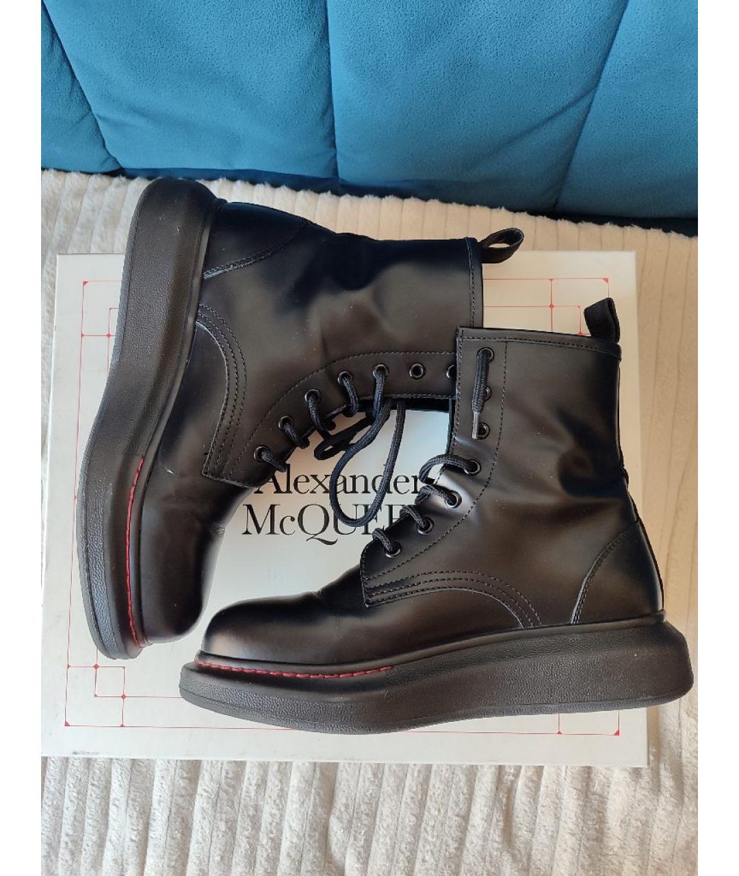 ALEXANDER MCQUEEN Черные кожаные ботинки, фото 5