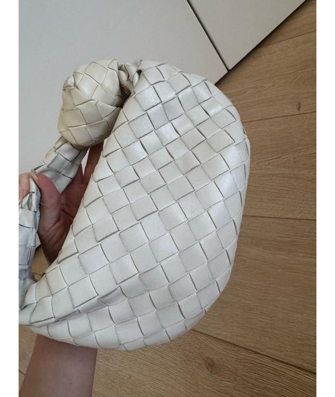 BOTTEGA VENETA Белая кожаная сумка с короткими ручками, фото 4