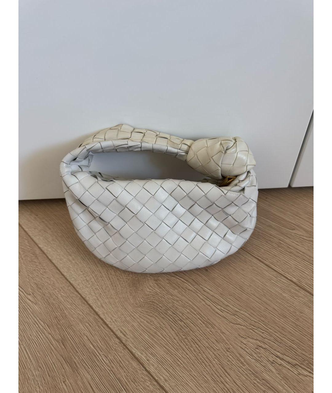 BOTTEGA VENETA Белая кожаная сумка с короткими ручками, фото 9