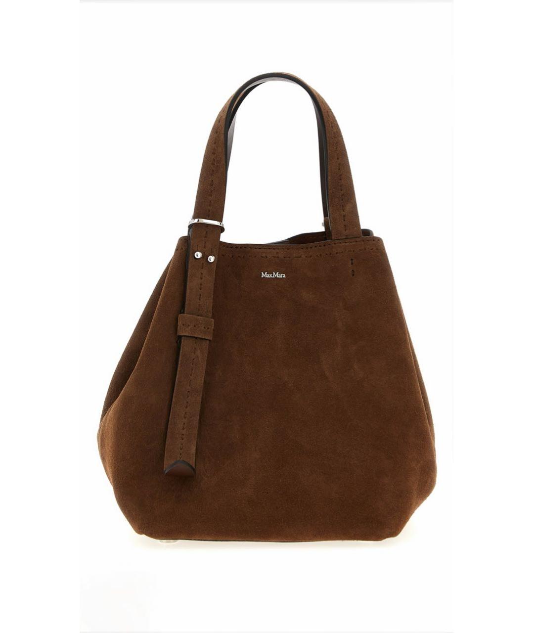 MAX MARA Коричневая замшевая сумка с короткими ручками, фото 8