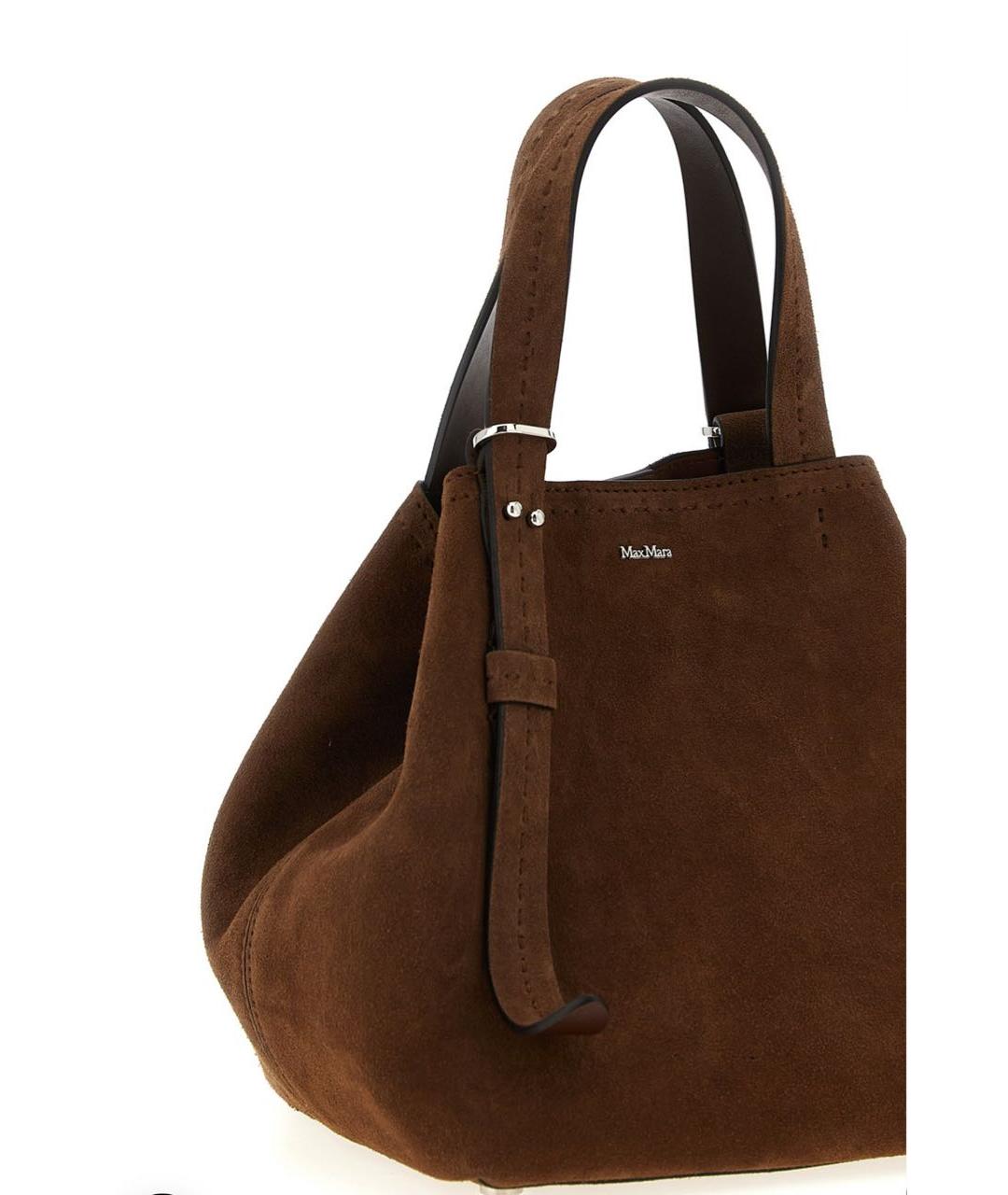 MAX MARA Коричневая замшевая сумка с короткими ручками, фото 2