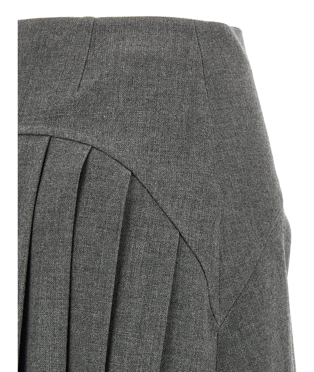 JIL SANDER Серая шерстяная юбка миди, фото 4