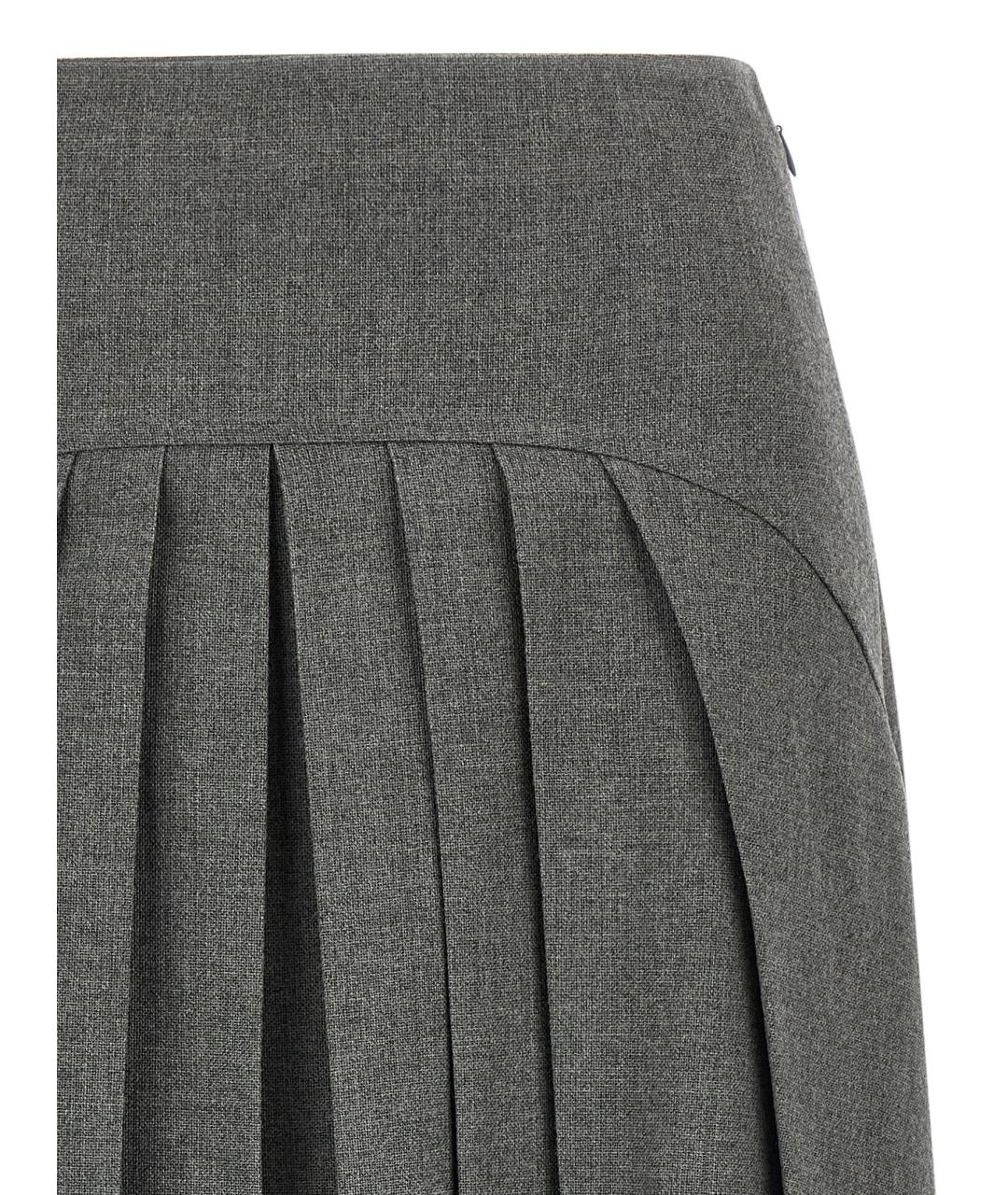 JIL SANDER Серая шерстяная юбка миди, фото 3