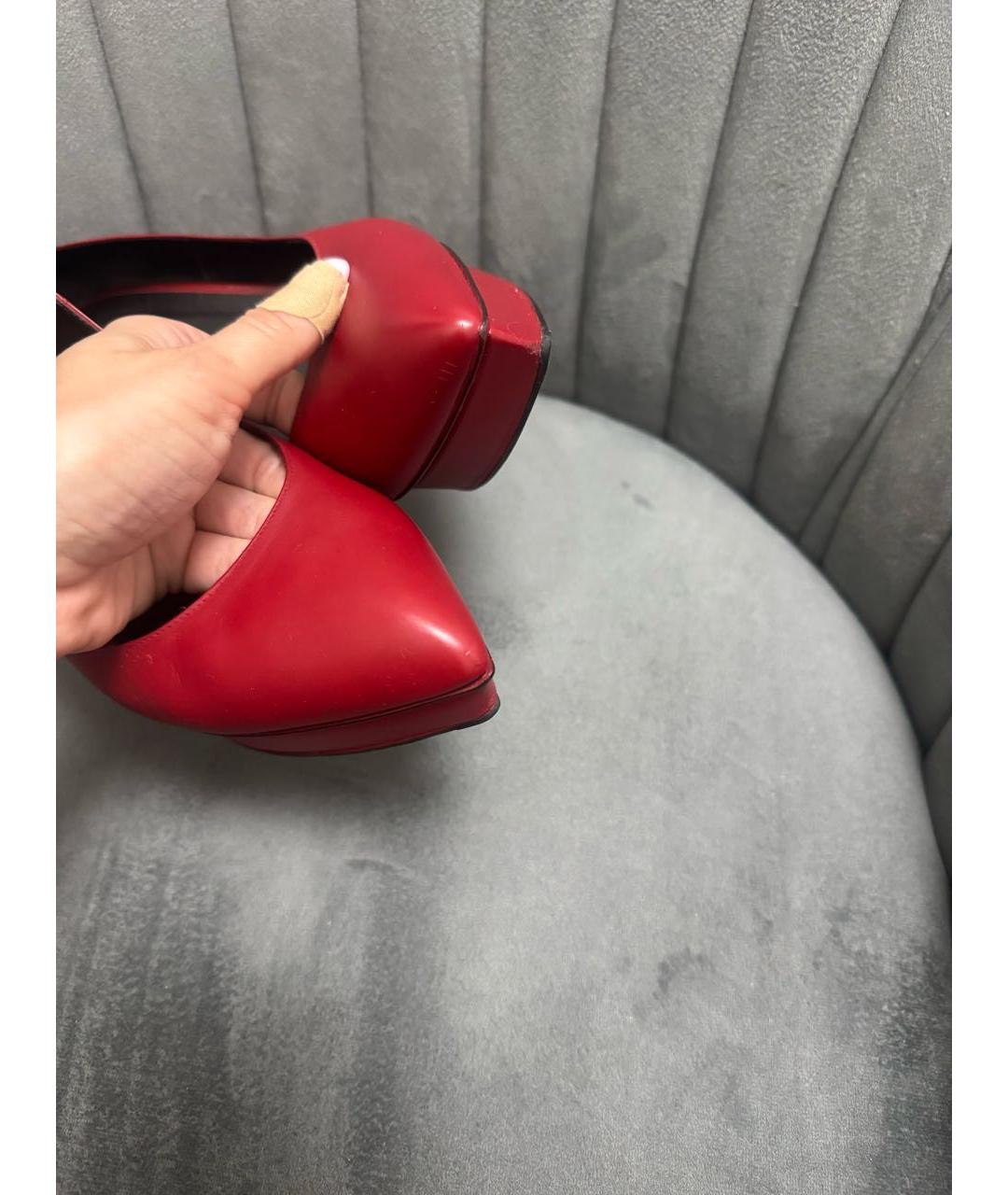 SAINT LAURENT Красные кожаные туфли, фото 4