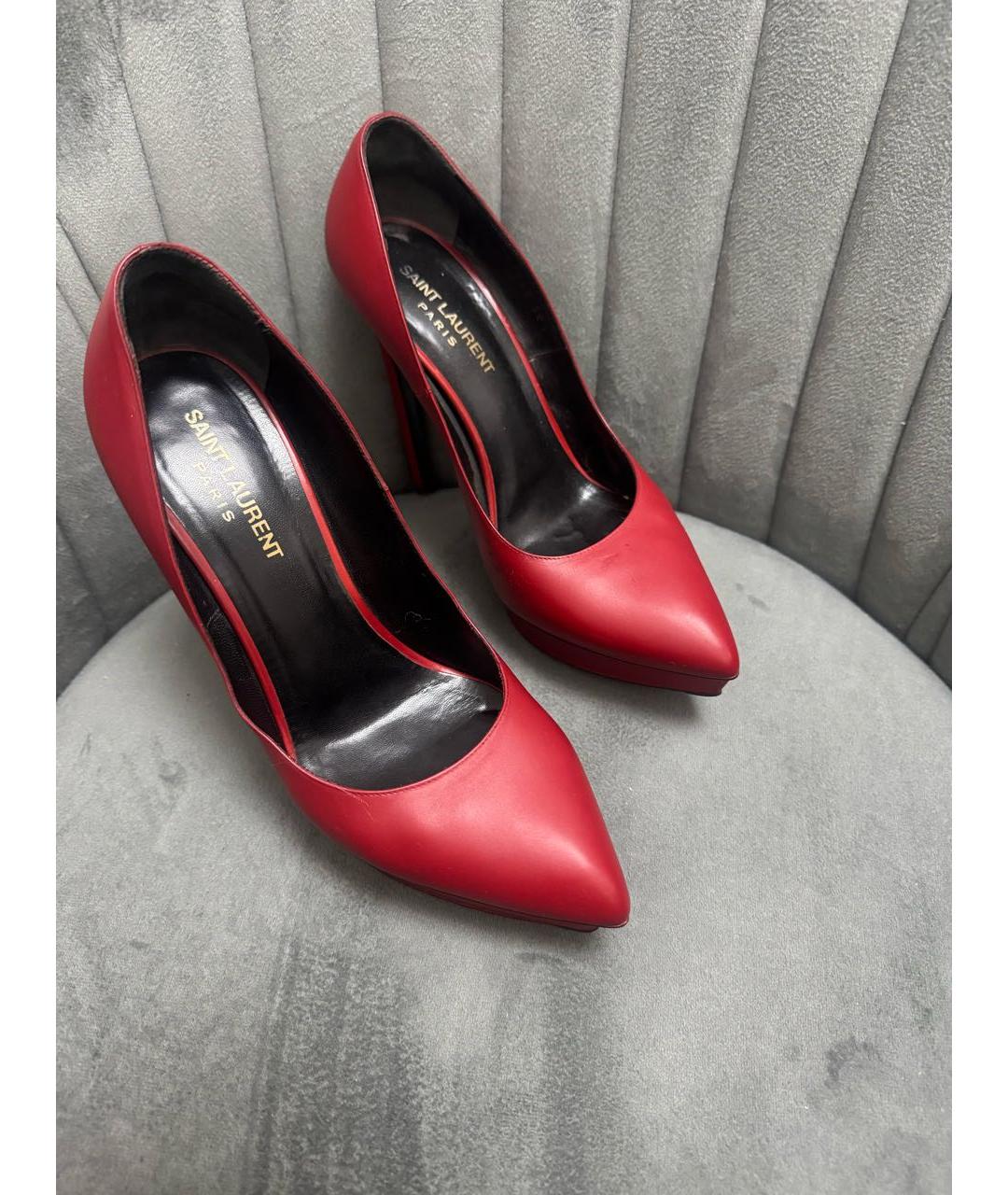 SAINT LAURENT Красные кожаные туфли, фото 3