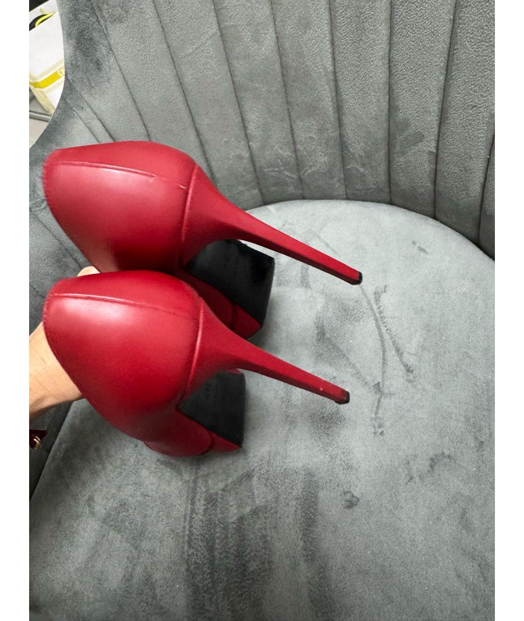 SAINT LAURENT Красные кожаные туфли, фото 8