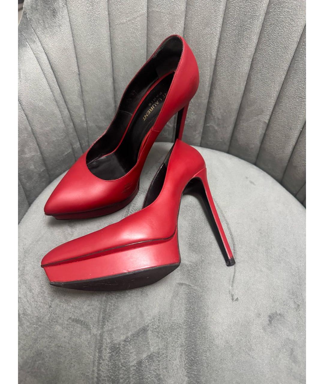 SAINT LAURENT Красные кожаные туфли, фото 5