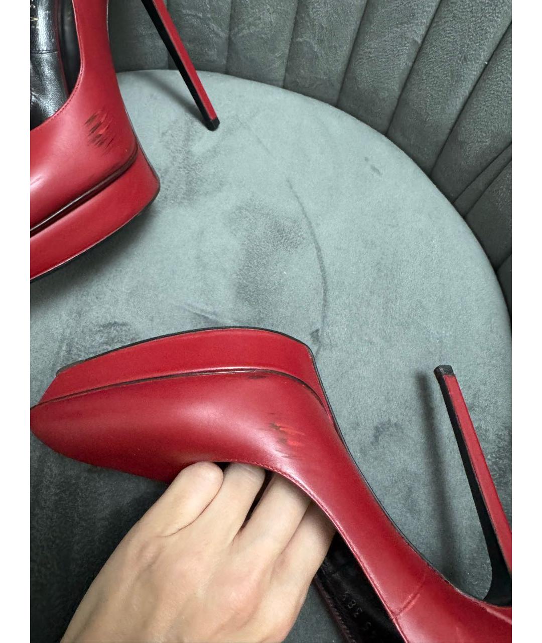 SAINT LAURENT Красные кожаные туфли, фото 7