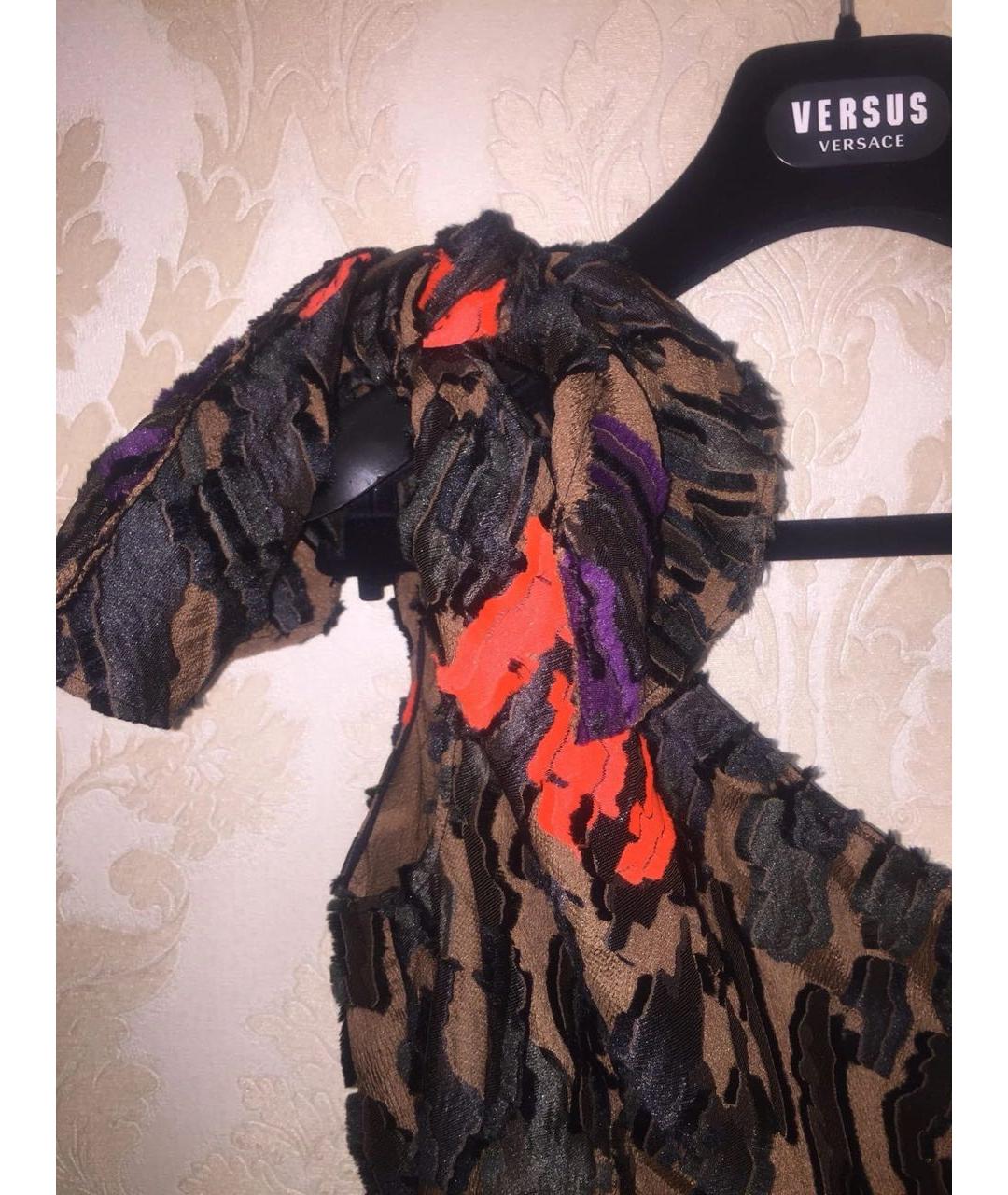 VERSACE Коричневое шелковое вечернее платье, фото 5